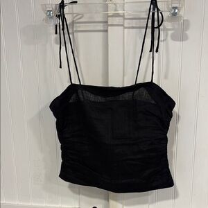 H&M, tie spaghetti strap, black Cami with stretch and side gathers size XS